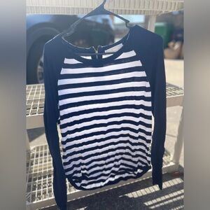 Michael Kors, navy blue striped sweater with zipper back closure, small